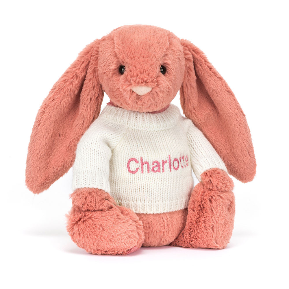 Bashful Sorrel Bunny with Personalised Cream Jumper
