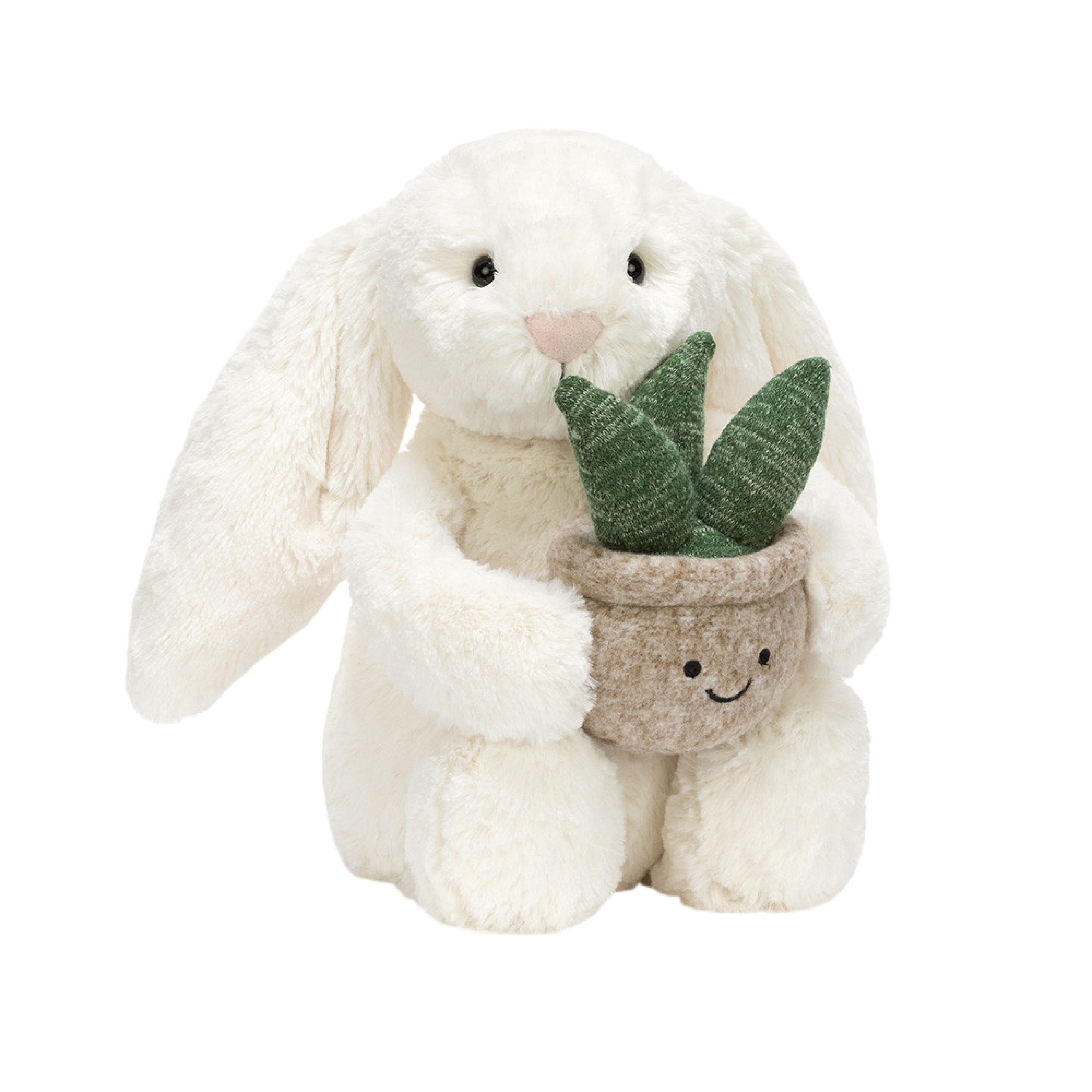 Cream Bunny with Plant